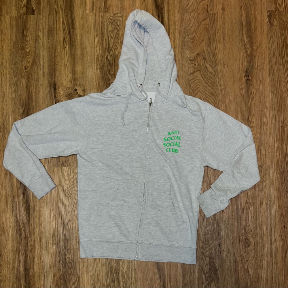 Anti Social Social Club Electric Green Hoodie Grey Zip Up Men’s Size Medium